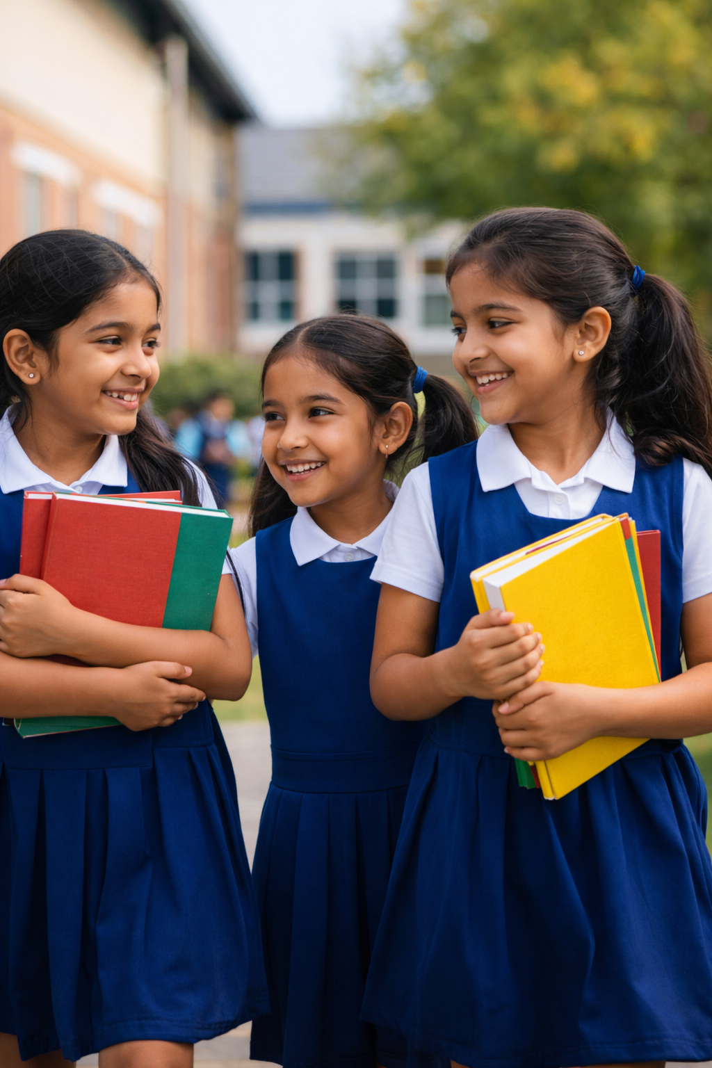 Students walking with books