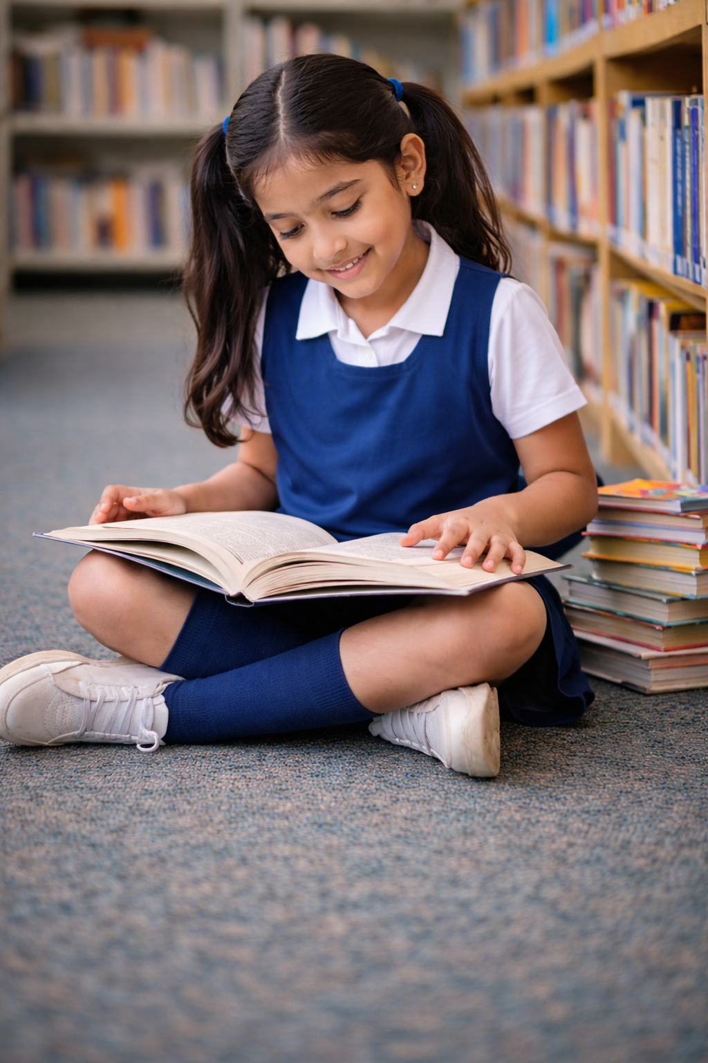 Girl reading in the library